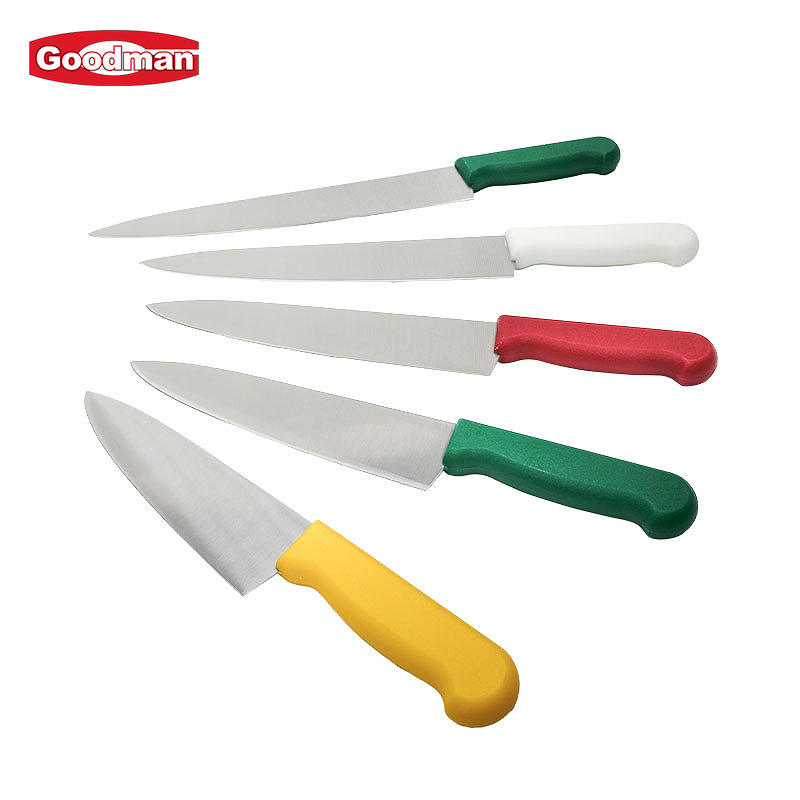 Chef Knife Set with Durable Steel Blade for Kitchen Meat Cutting Plastic Handle for Restaurants