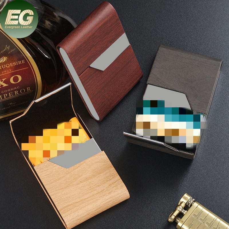 Ea445 Personalize Stainless Steel PU Tobacco Case for Men Hold 7 Cigarettes Custom Metal Magnetic Attraction Tobacco Cases