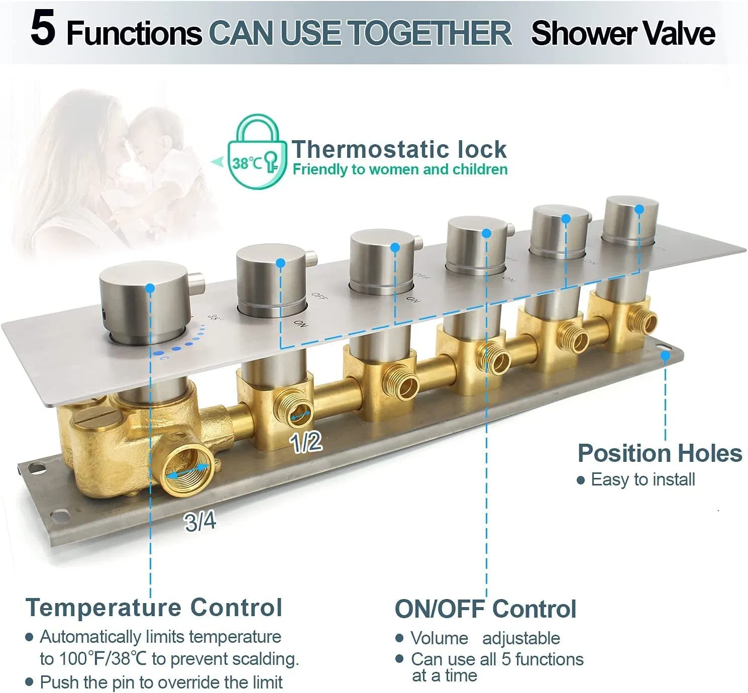 Concealed Brushed Nickel Shower System with Body Jets Large 15X28 Inch Multi-Function Luxury Shower Faucet Set Ceiling Rain Shower Bathroom Accessories