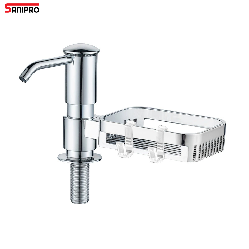 Sanipro Dishwashing Liquid Soap Extender Pressure Extractor ABS Plastic Kitchen Sink Bathroom Soap Dispenser with Storage Rack