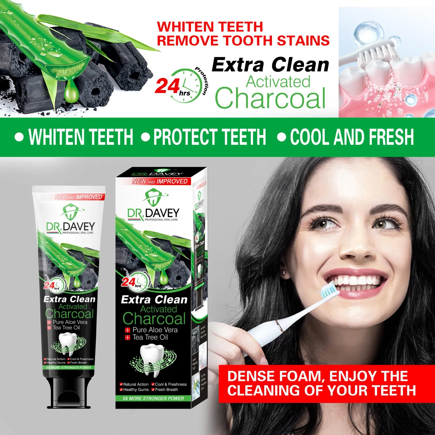 Dr. Davey Charcoal Whitening Charcoal Toothpaste Fresh Breath Private Label Acceptable