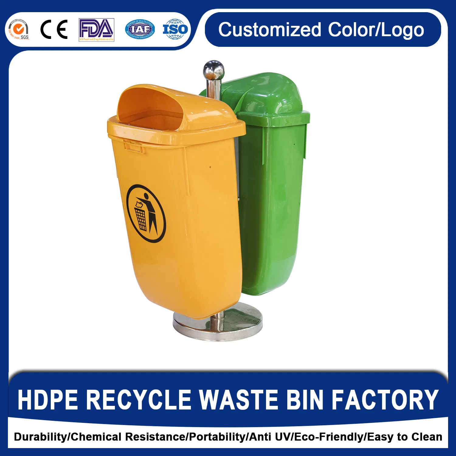 Recycling Small Containers Stocked 80L Plastic Waste Bin Garbage Can with Lid