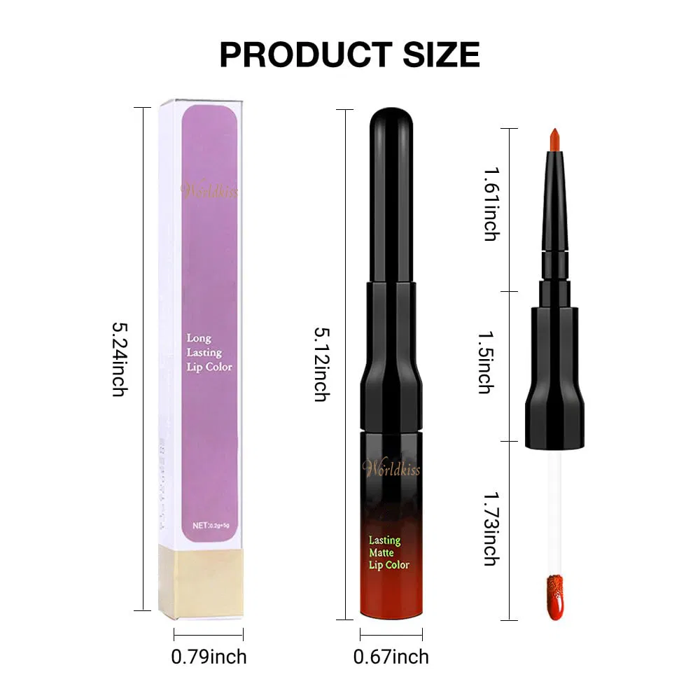 Wholesale 2-in-1 Orange Red Matte Long Lasting Smudge Proof Lipstick Set