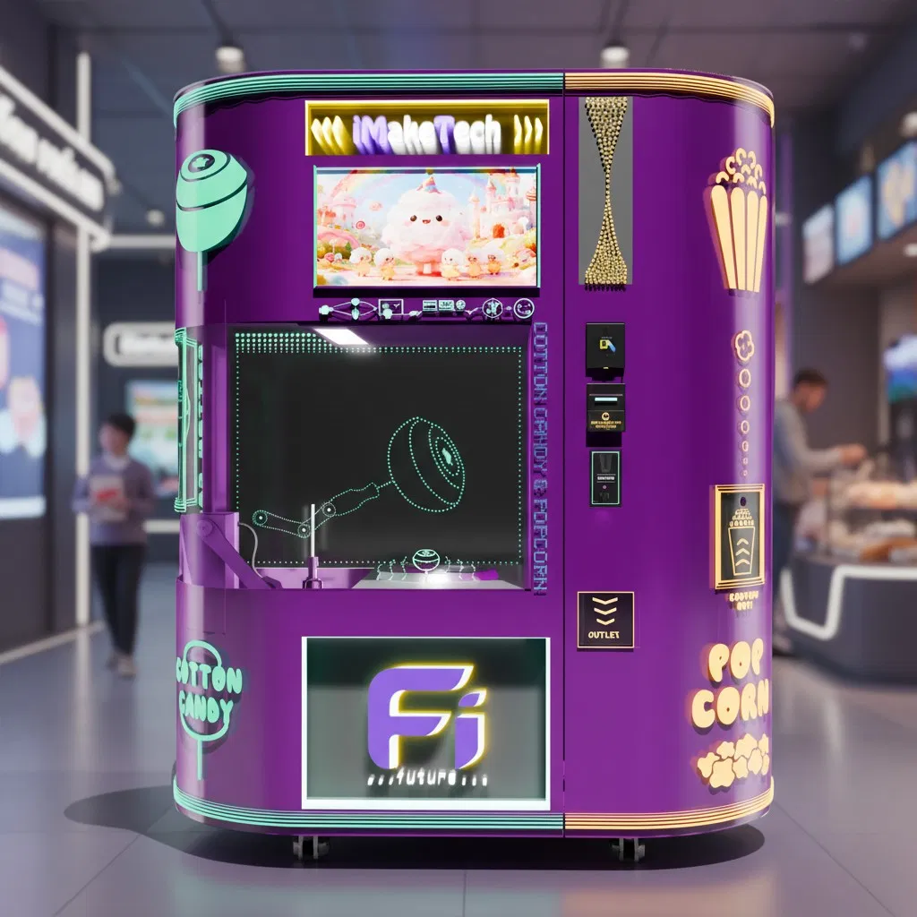 Combination Snack Station of Commercial Popcorn Machine and Candy Floss Vender