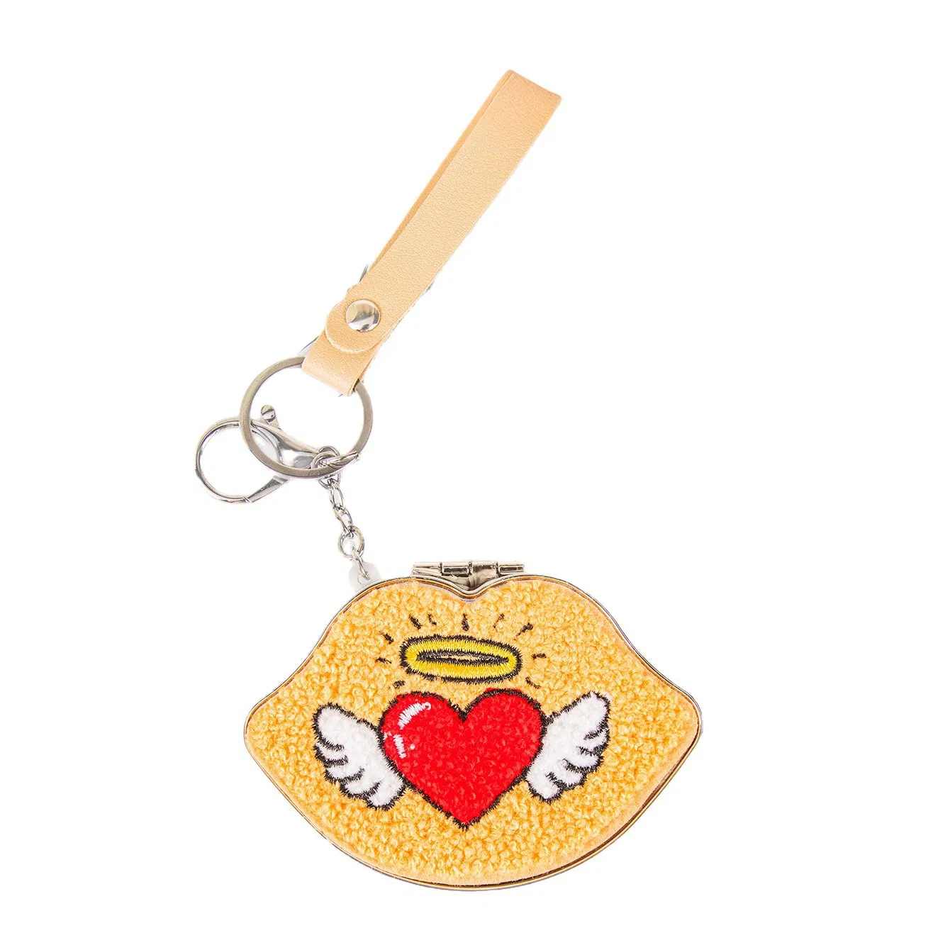 New Portable Keychain Lip-Shaped Folding Mirror