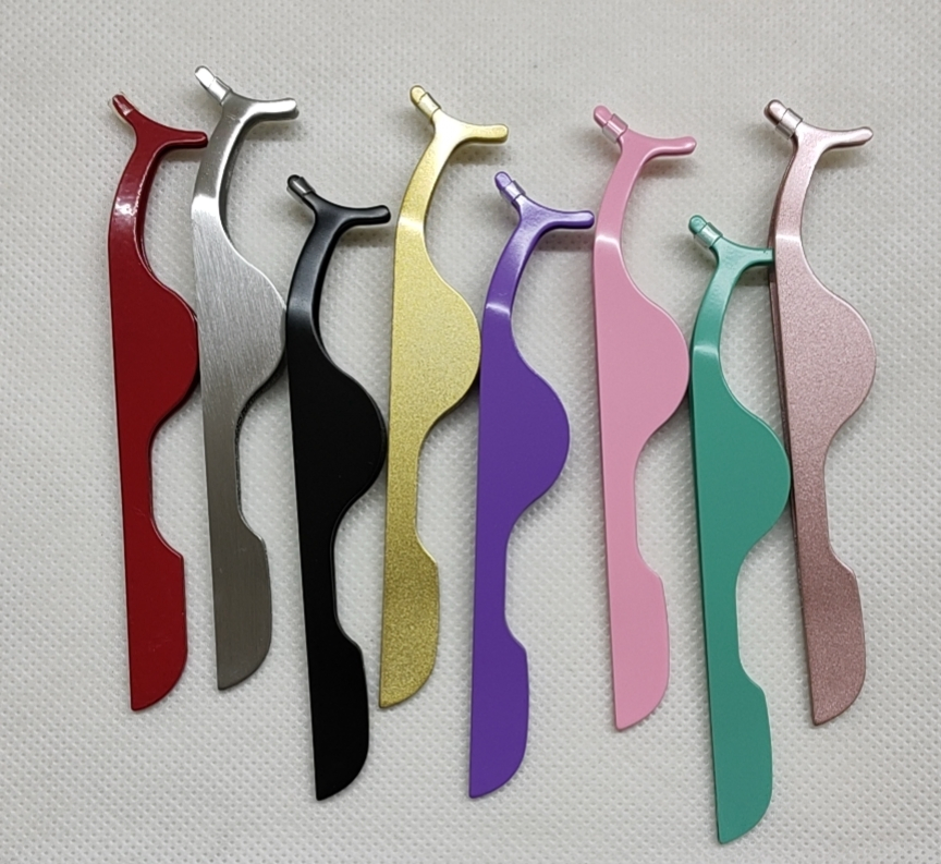 Eyelash Applicator, Private Label Glitter False Eyelashes Tweezers Gold Rose Eyelash Applicator with Custom Packaging Tweezers