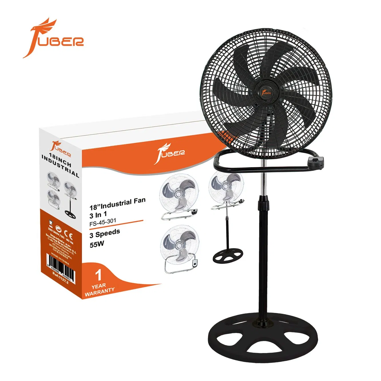 3/5 Blades for Home Garage Metal Electric Stand Fan with Aluminum Motor