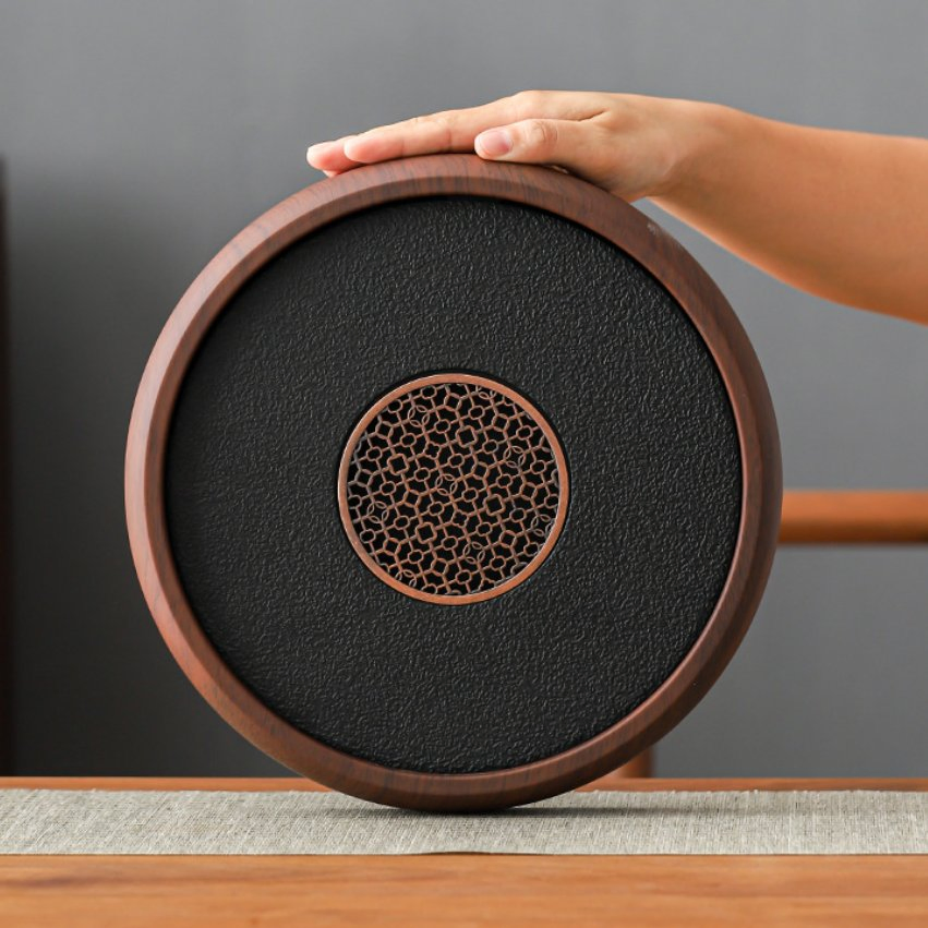 Portable Round Wooden Dry Making Tea Holder Tray