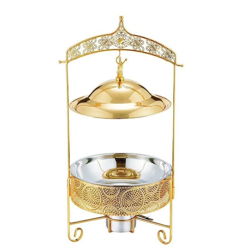 Arabic Stainless Steel Chafer for Catering Hotel Food Warmer Set Stainless Steel 4.0L Royal Gold Chafing Dish with Hanging Lid