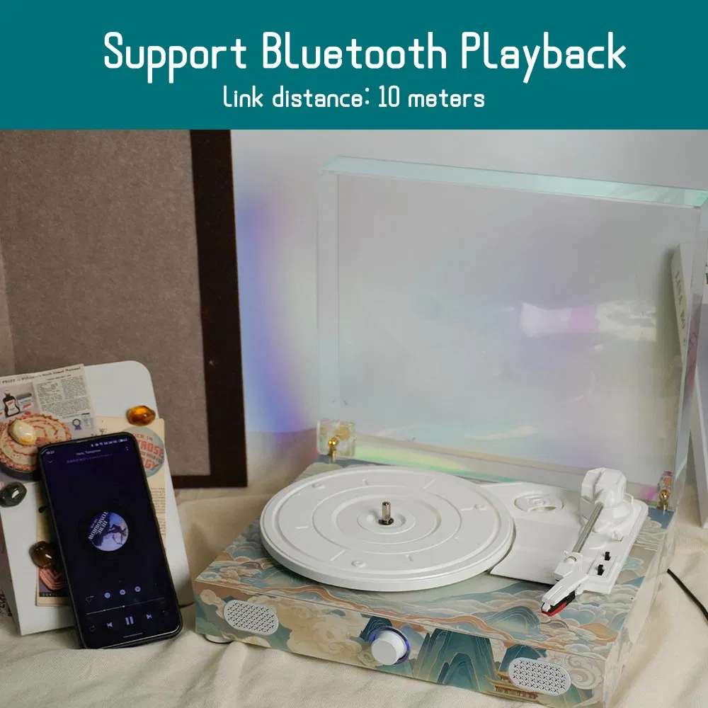Проигрыватель винила Bluetooth 3 скорости, Hi-Fi, с шумоподавлением