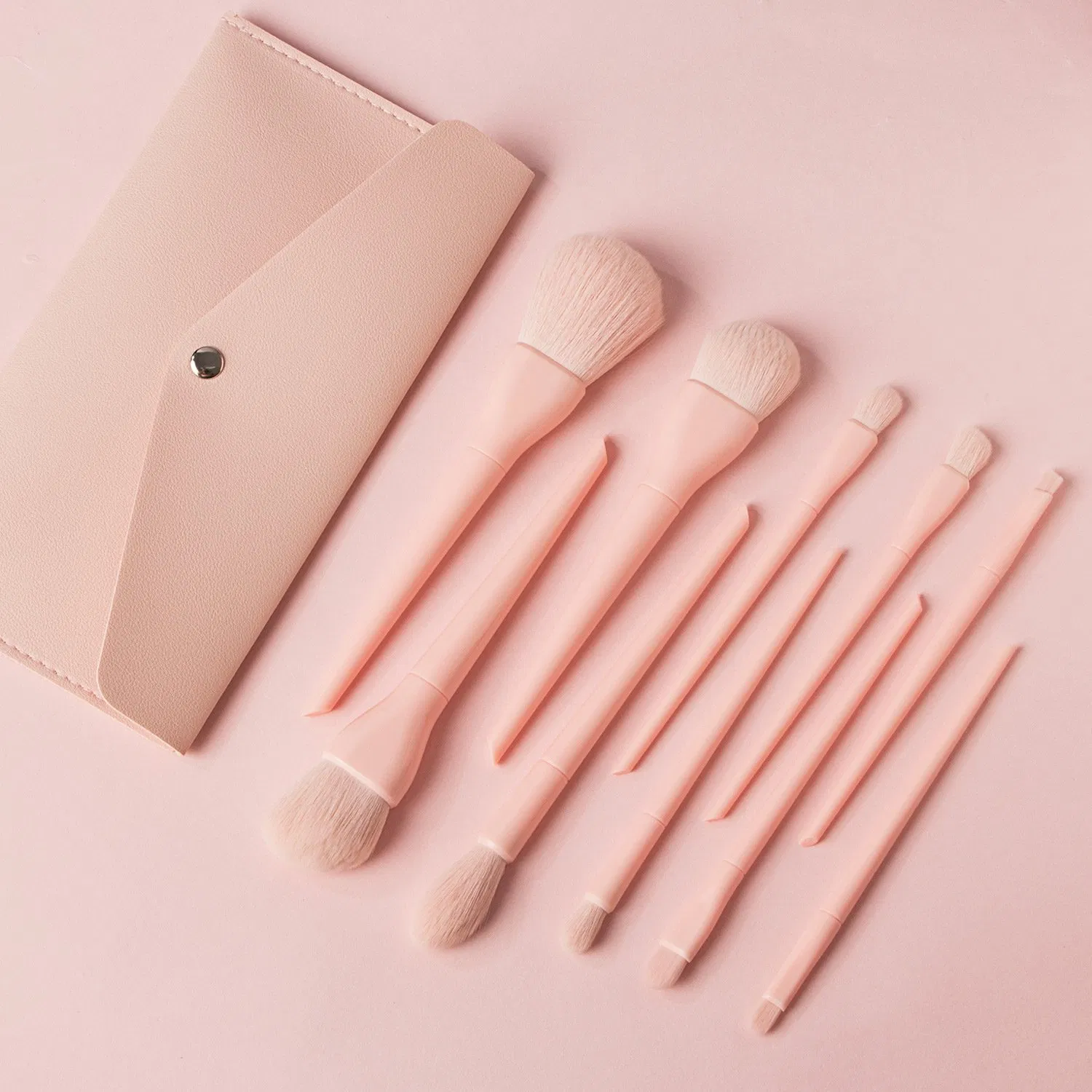 Factory 3colors Plastic Makeup Brush Set Orange Beauty Tool Blending Cosmetic Facial Brush