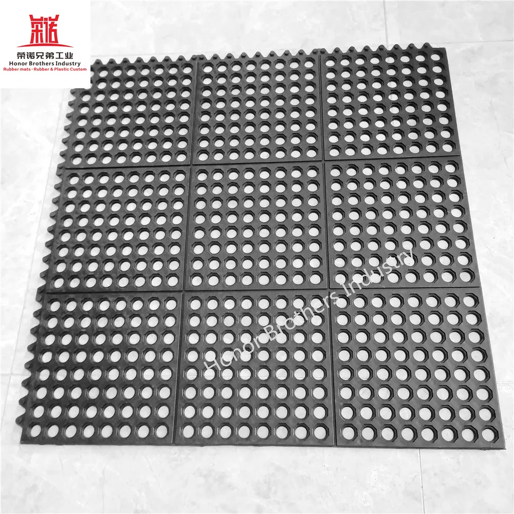 Commercial Anti-Fatigue Drainage Rubber Matting 36"X36"Heavy Duty Non-Slip Floor Mats for Home or Business Indoor/Outdoor Use Workstation Mat, Black