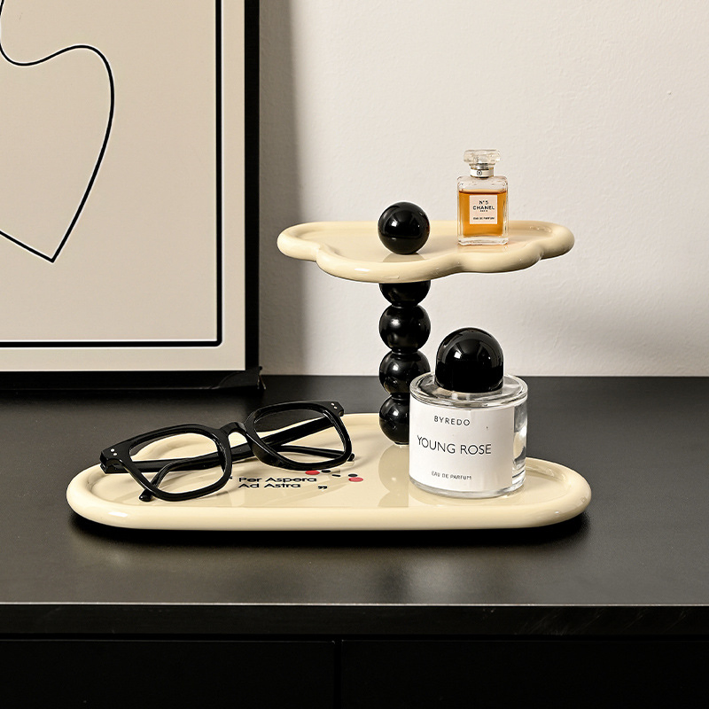 Double Layer Desktop Organizer Elegant Tray for Keys, Jewelry & Perfume Living Room & Entryway