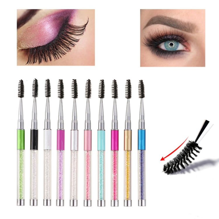 10 Colors Spiral Crystal Micro Mascara Wands Tube Lash Extensions Cleaning Spoolie Reusable Eyelash Cleansing Brush with Cover