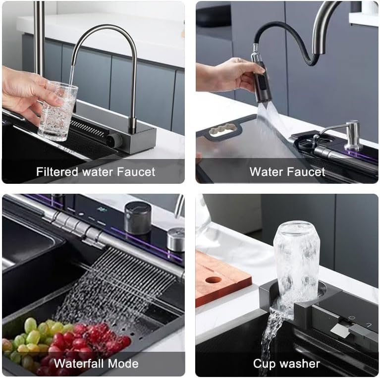 Ly7546 Blue Whale Sink Smart Faucet 201/304 Stainless Kitchen Sink