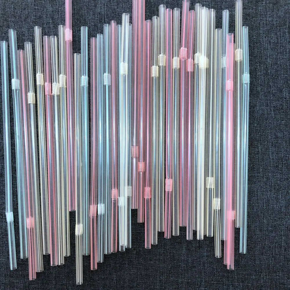 Recyclable Plastic Flexible Drinking Straws with Nude Packing for Families and Restaurants