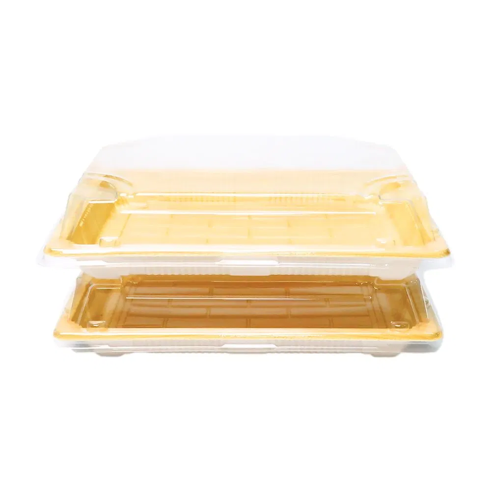 Wholesale Plastic Reusable Food Container Disposable Fast Food Packaging Takeaway Rectangle Sushi Box with Clear Lid