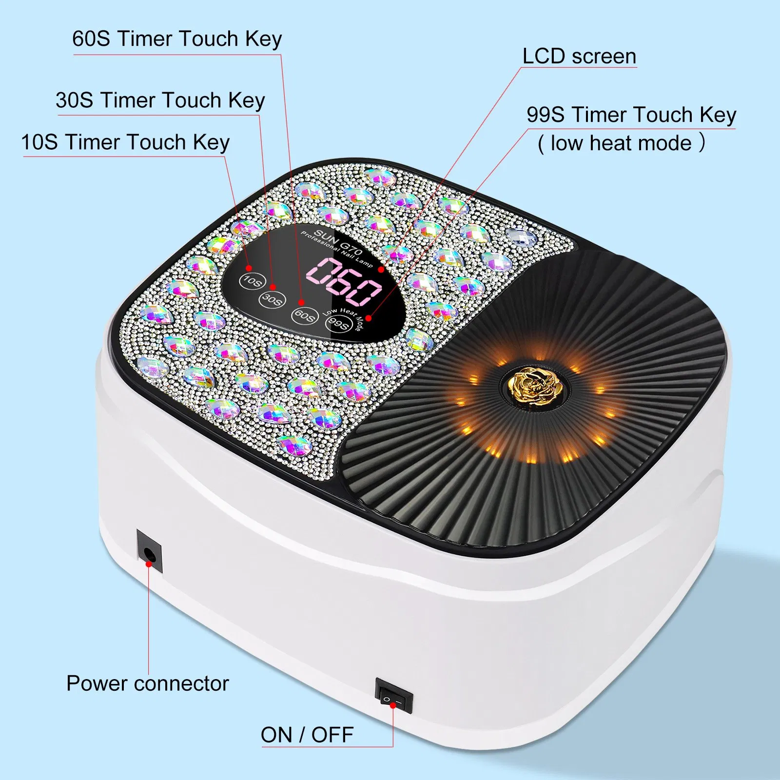 Hot New Sale Professional Beautiful LED Nail Lamp with Diamond