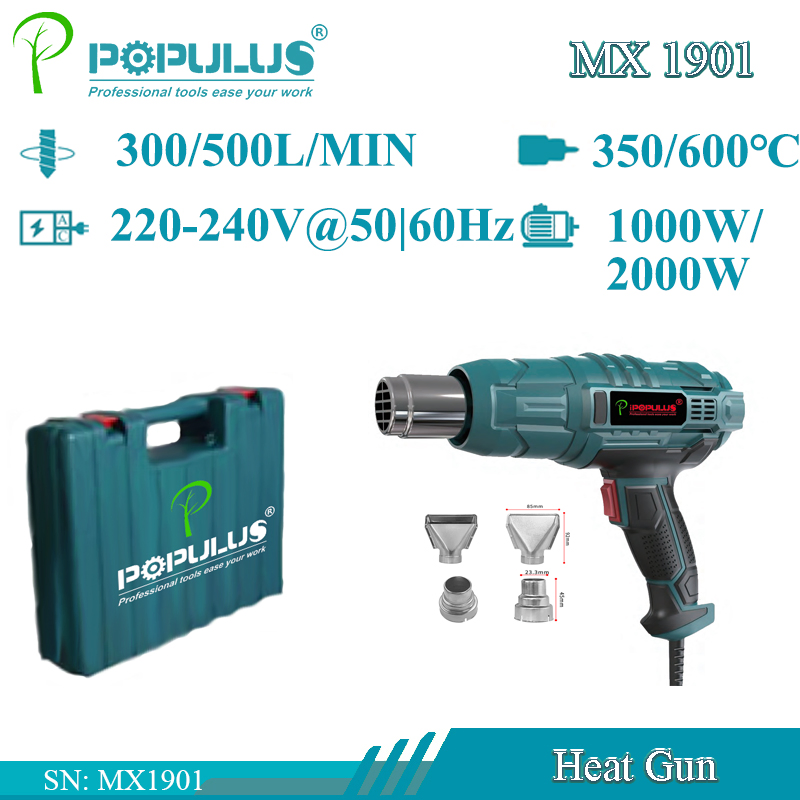 OEM 2000W Heat Gun Power Tools Hot Air Industrial Dual Temperature Electric Heat Gun with Nozzle