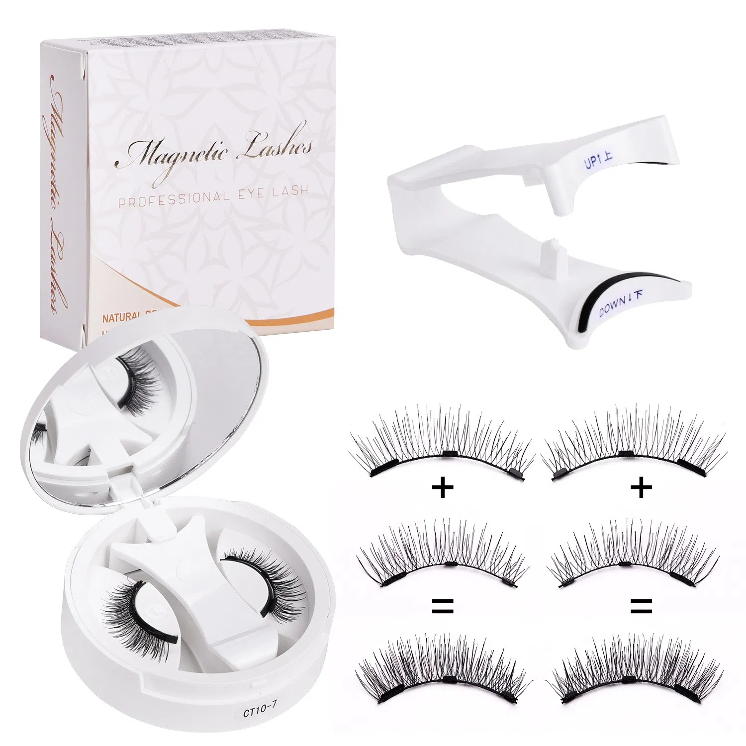 3D Natural Soft Magnetic Eyelashes Set Handmade Silk and Synthetic Reusable Applicator