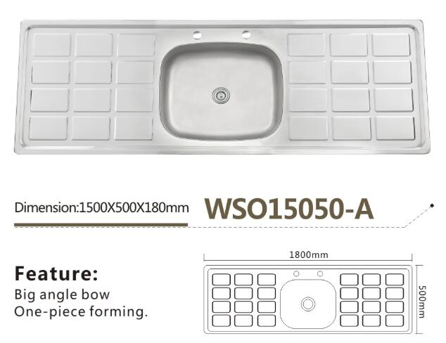 Wso15050-a OEM/ODM Fauctory Customized Stainless Steel Kitchen Sink One Piece Forming Wholesale