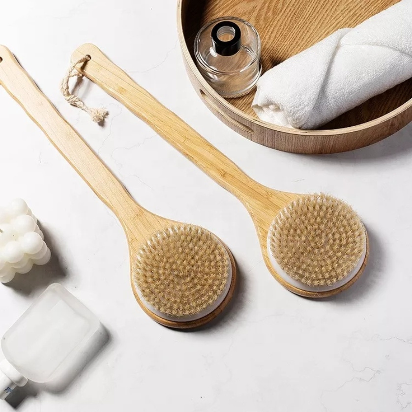 40cm Long Bamboo Bath Brush with Soft Bristles