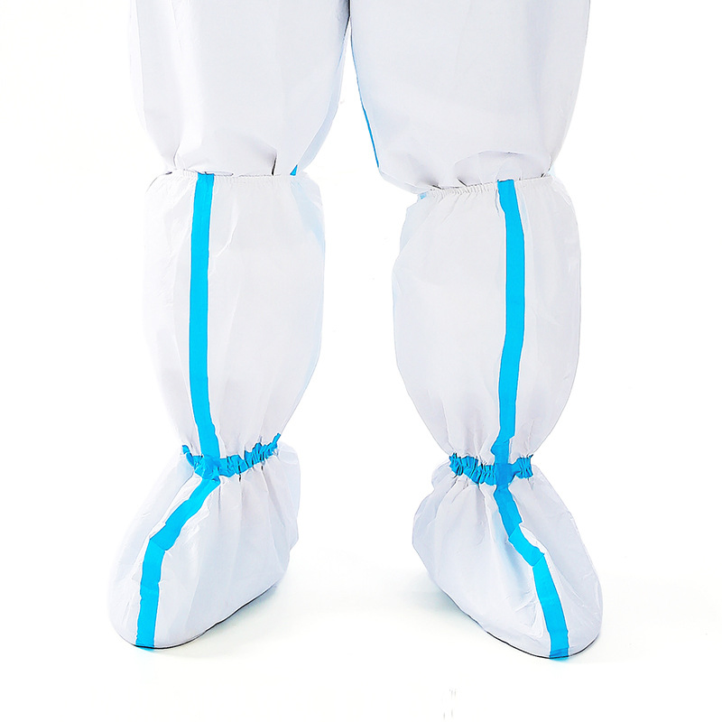 Microporous Water Resistant Boot Cover with Blue Adhesive Tape Shoe Cover with High Quality Disposable Shoe Covermaterialpp/CPE Boot Cover