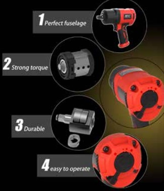 Raytal 1 in. 2000 N. M Air Impact Wrench, with Soft Grip