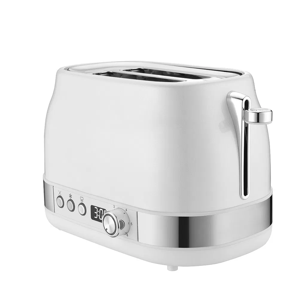 Household Stainless Steel 2 Slice Toaster Breakfast Toaster with LED Display