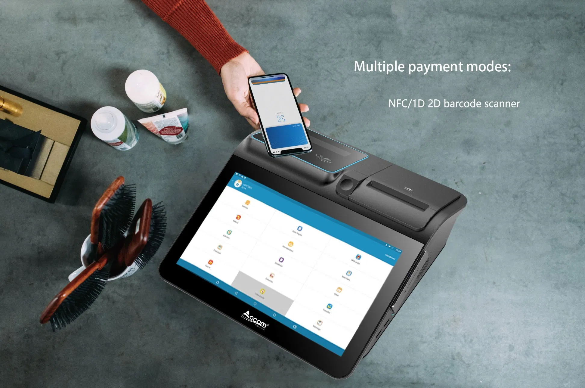 11.6inch Desktop Touch Screen Windows Android POS Machine with Printer