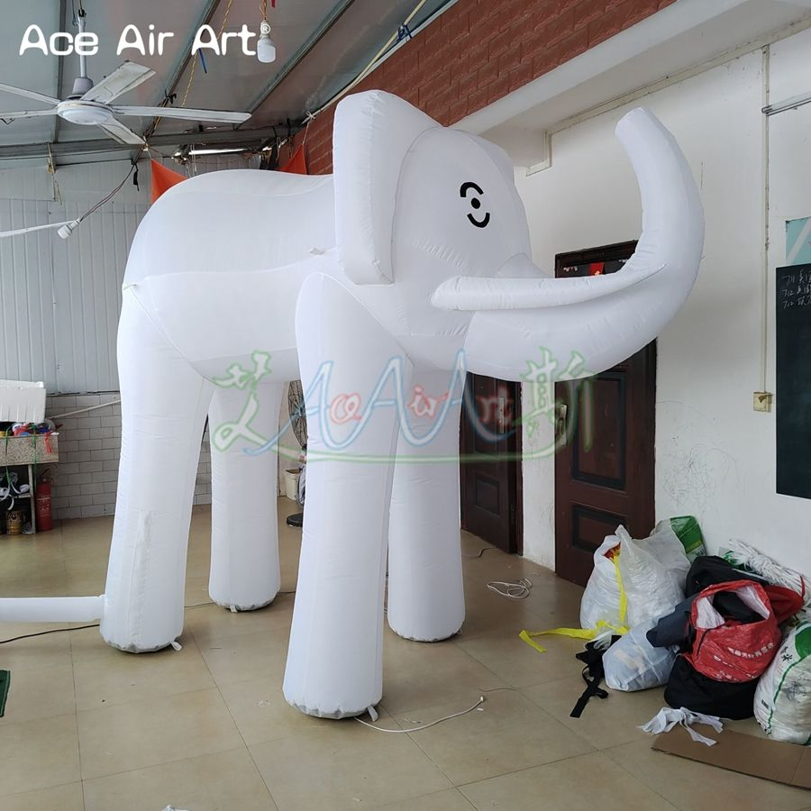 3m 10ftl Inflatable White Elephant Animal for Carnival Parade Outdoor Event Decorative