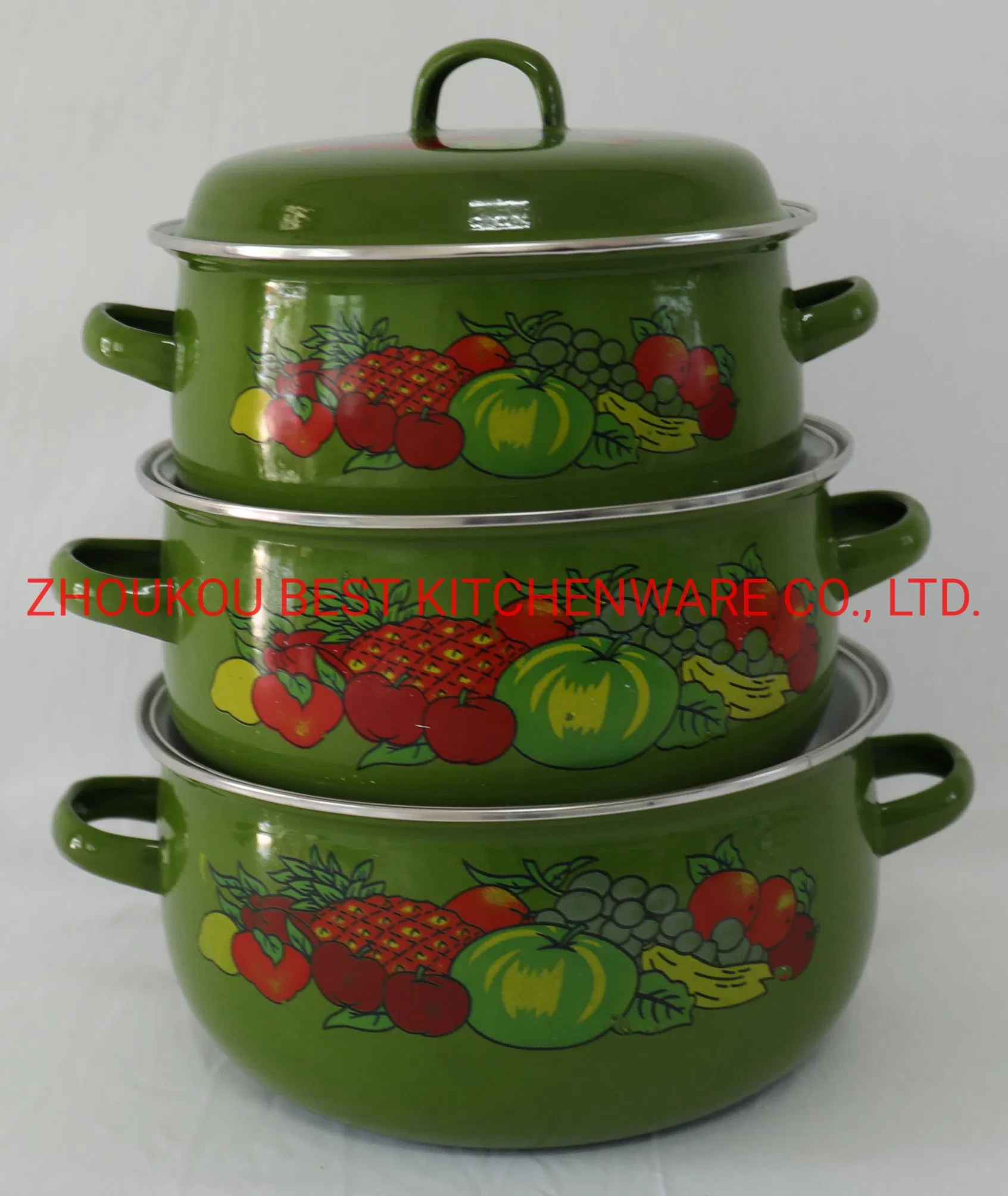 3 PCS Set Enamel Blue/ Red/Orange/Green Pot Enamel Cookware Casserole