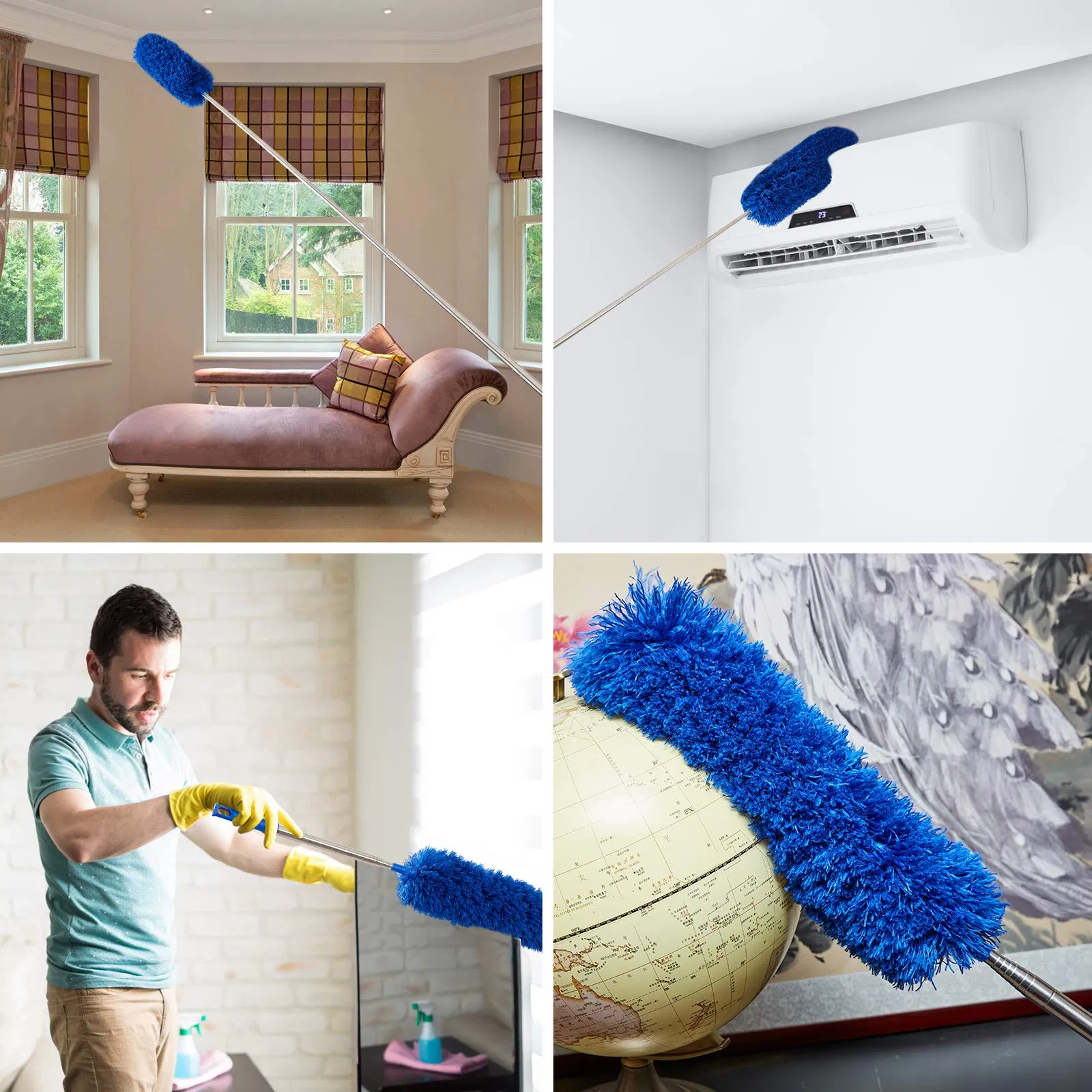 Extension Pole Cobweb Corner Brush Cleaning Kit Long Handle Ceiling Fan Duster