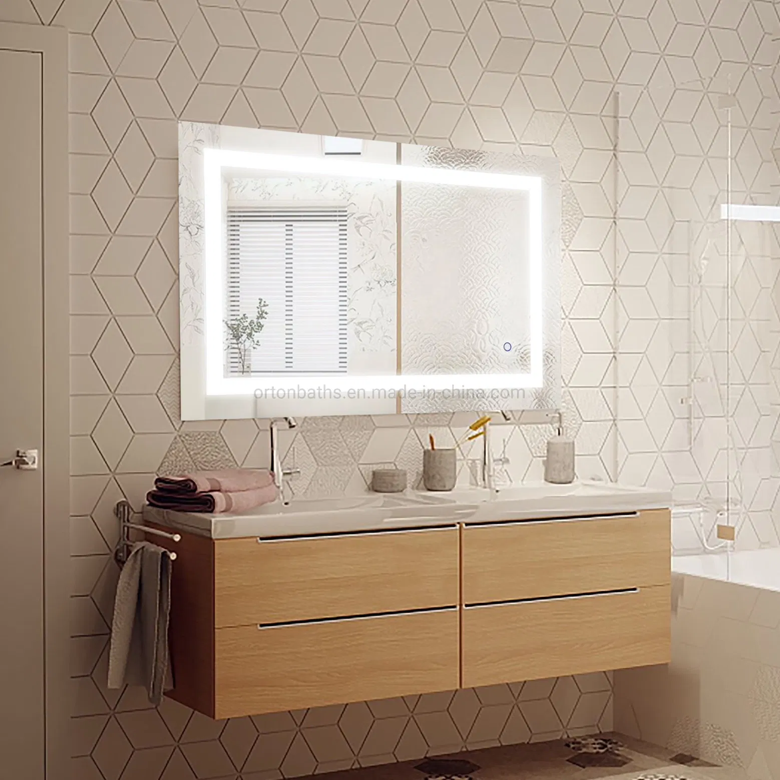 Ortonbath 20X28 LED Sensor Mirror, Human Body Induction Vanity Mirror, Illuminated Dimmable Anti Fog IP44 Waterproof+Vertical & Horizontal Backlit Bathroom Wall