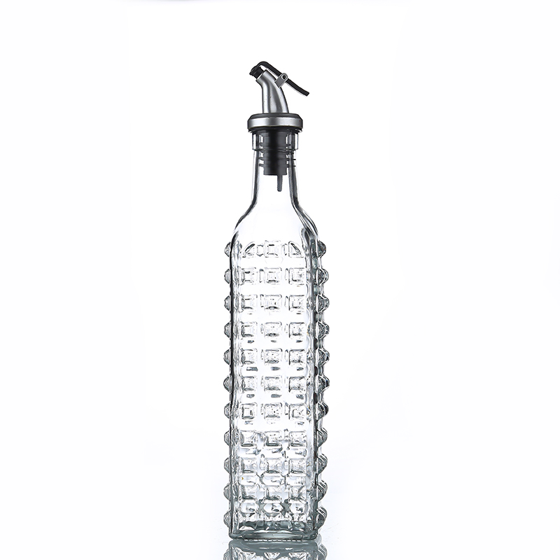 Reusable 500ml 17oz Kitchen Glass Olive Oil Bottle Dispenser with Pourers