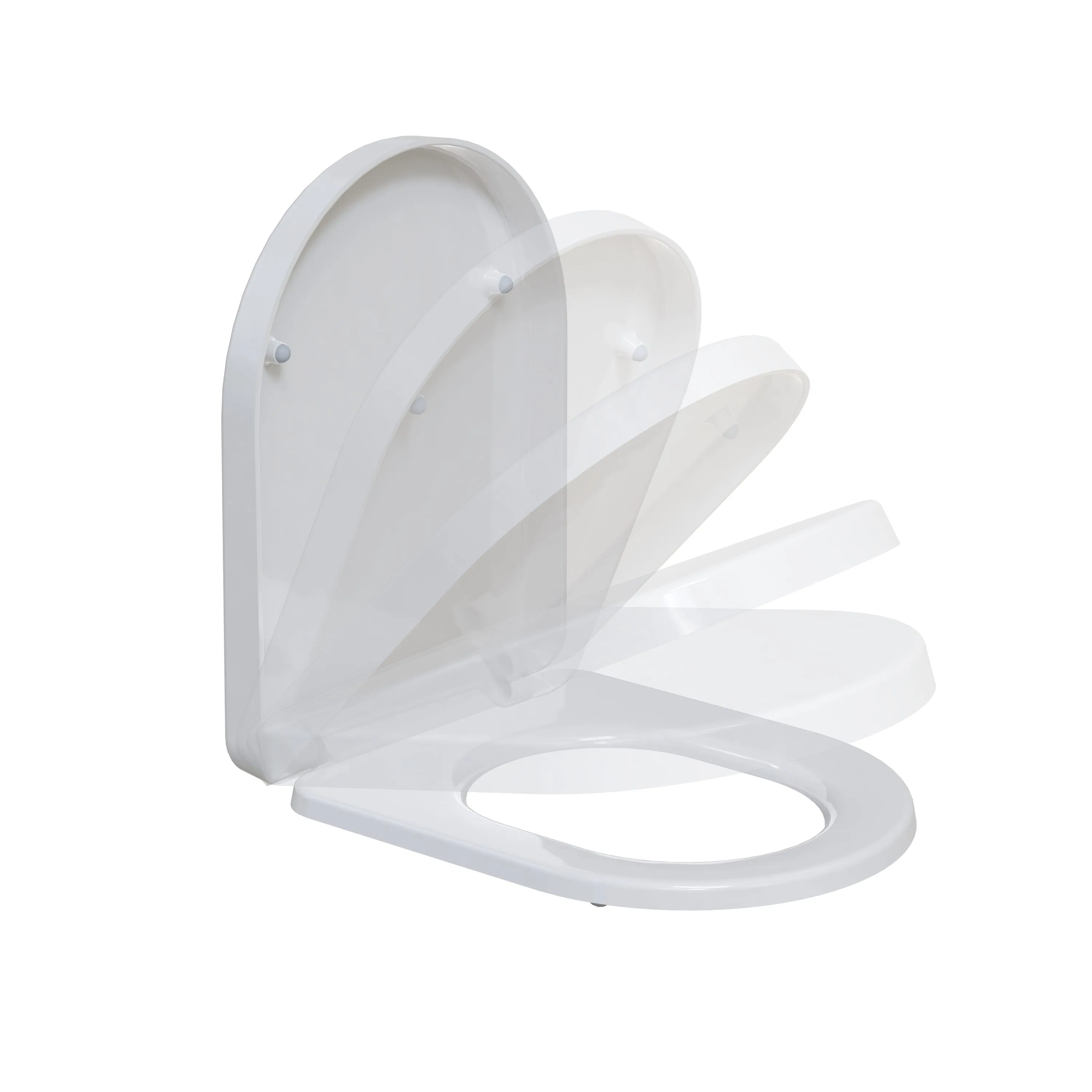 Modern Bathroom D Shape White UF Slow Down Toilet Seat Cover