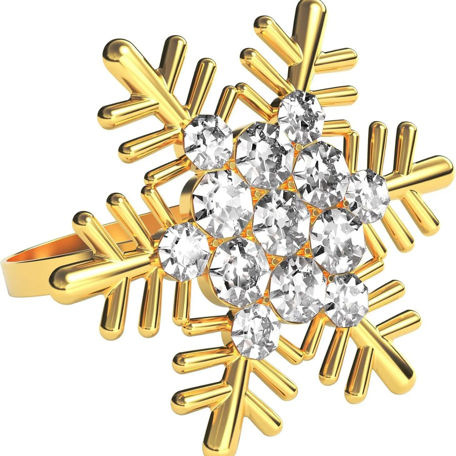 Christmas Snowflake Diamond Napkin Rings Gold Napkin Buckle Table Decorations