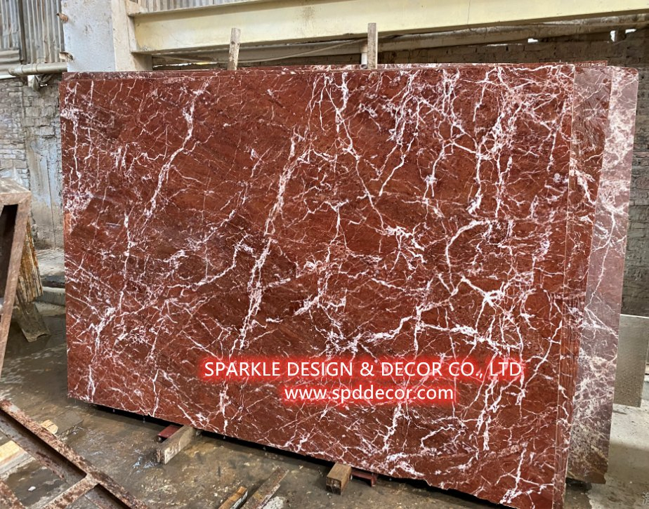 Beautiful Irregular Shape New French Red Marble Tabletop for Cabinet