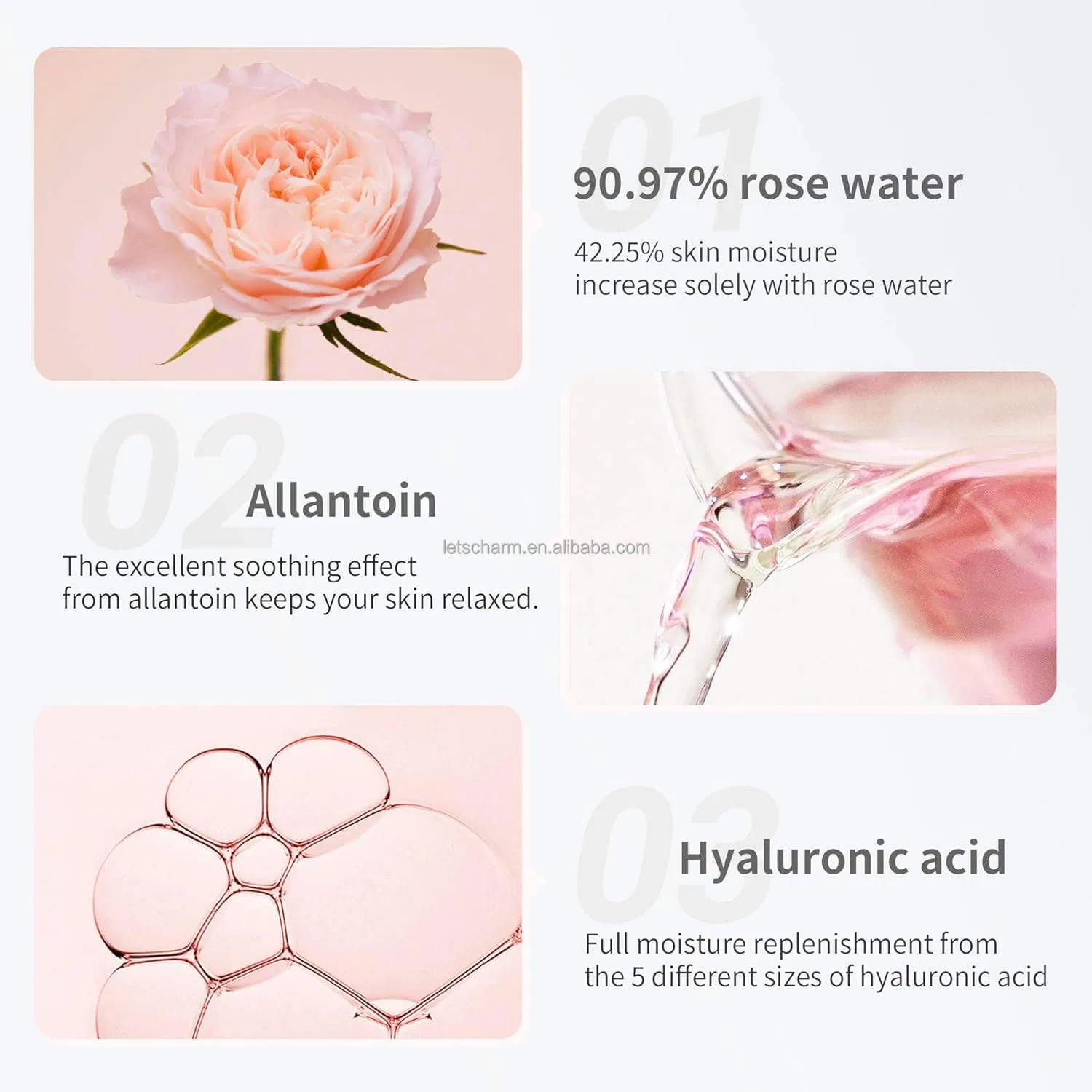 Ls065 OEM/ODM Private Label Pure Vegan Rosewater Facial Toner Spray Balancing Care