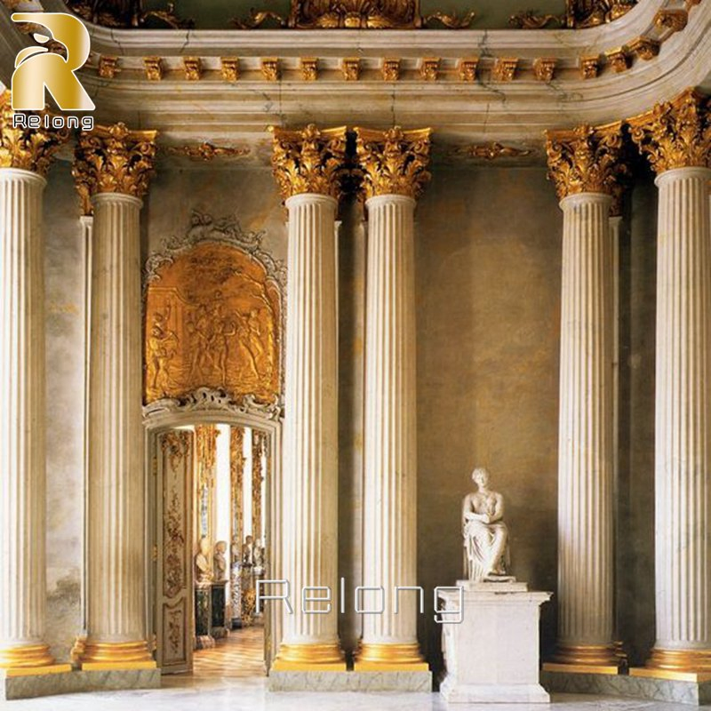 Factory Supplier High Quality Stone Building Pillar Hand Carved Marble Stone Roman Columns for Home Decoration