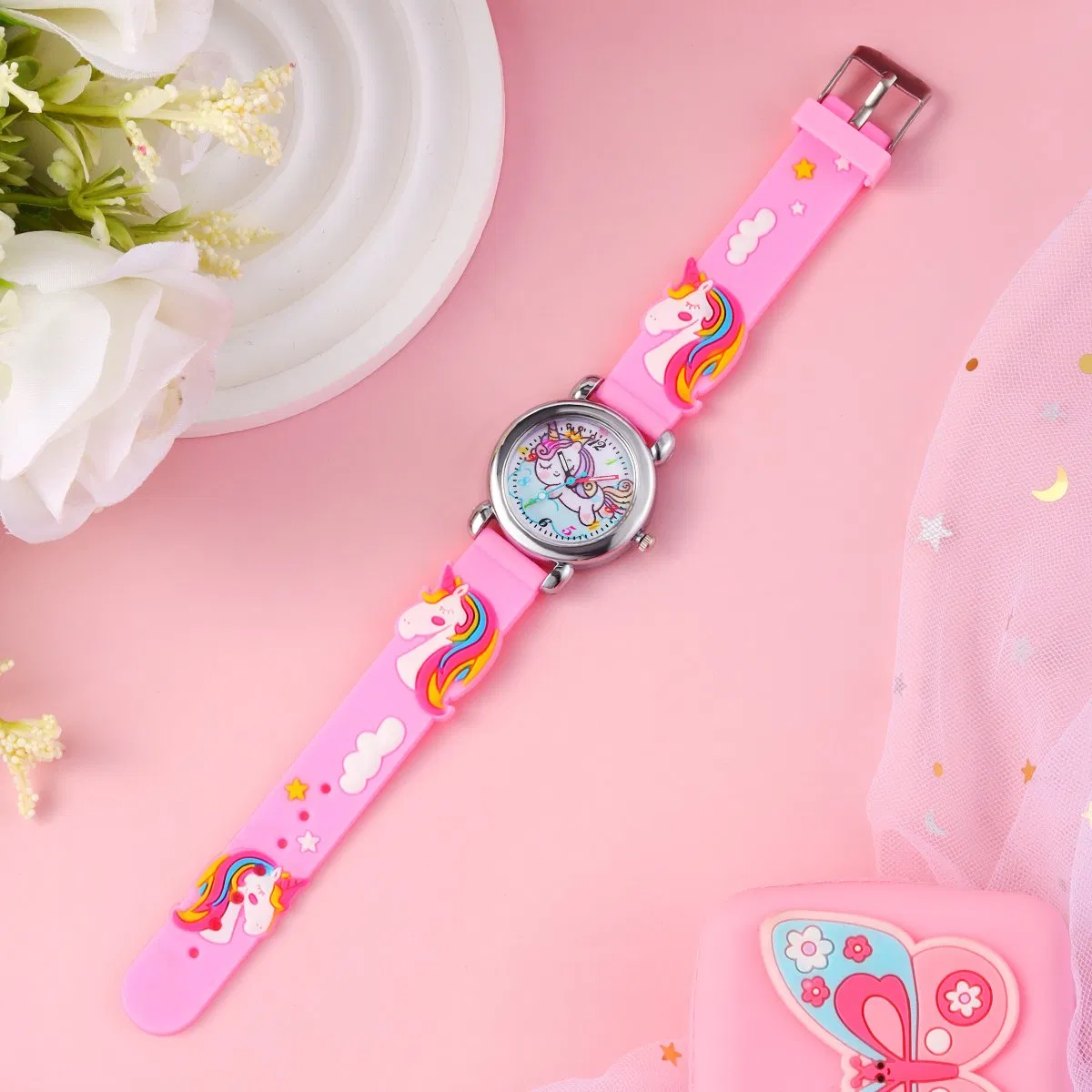 Cute Cartoon Watches Unicorn Bright Colors Pink