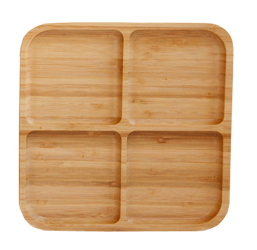 Healthy Eco-Friendly Round Shaped Bamboo Dinner Plates, Bamboo Tray Dinnerware