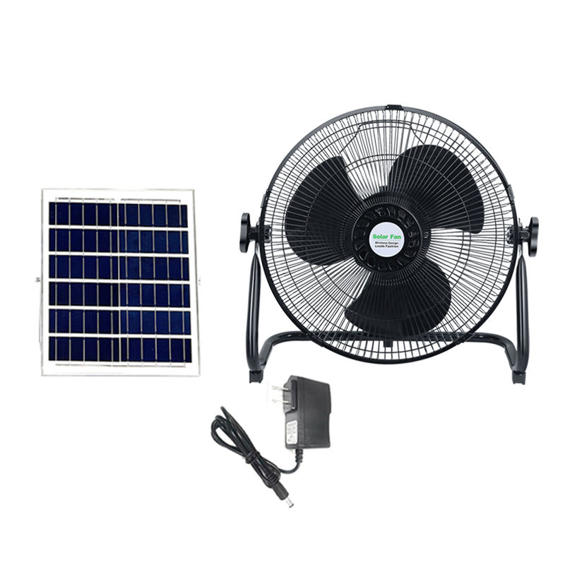 Rechargeable Solar Fan Lithium Battery 12 Inch Metal Floor Electric Solar Fan
