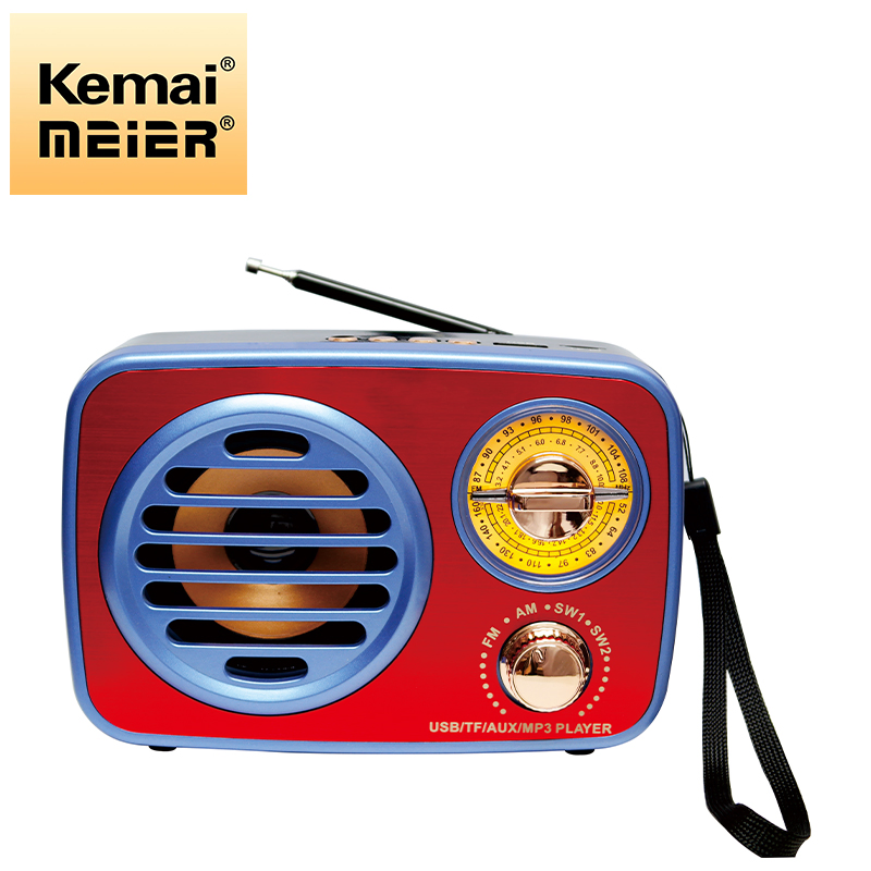 Vintage Style Radio Rechargeable Portable Am FM Radio with Built-in Speaker Wooden Retro Radio for Outdoors