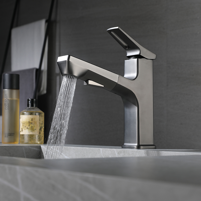 Versatile Extendable Kitchen Basin Pull-Down Mixer Water Tap for Common Hotel and Villa Use