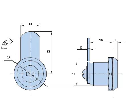 16X14mmcam Lock, Cashbox Lock, Iron Box Lock, Zinc Alloy Cam Lock, Mailbox Lock, Al-2233
