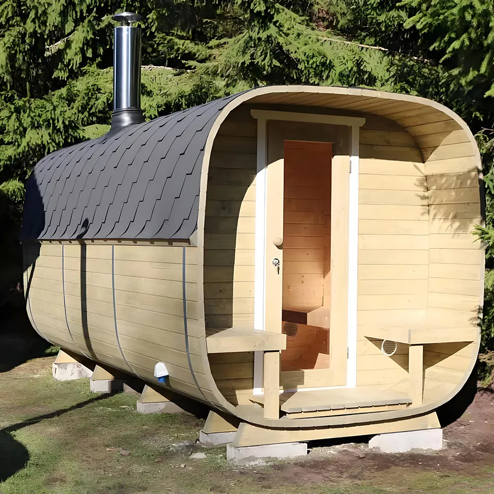 Экологичная уличная сауна-куб из FSC-древесины
