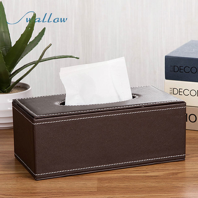 Stylish Leather Large Size Napkin Holder Home Office Hotel Car Tissue Case Box Paper Storage Pouch|Tissue Boxes - Swallow