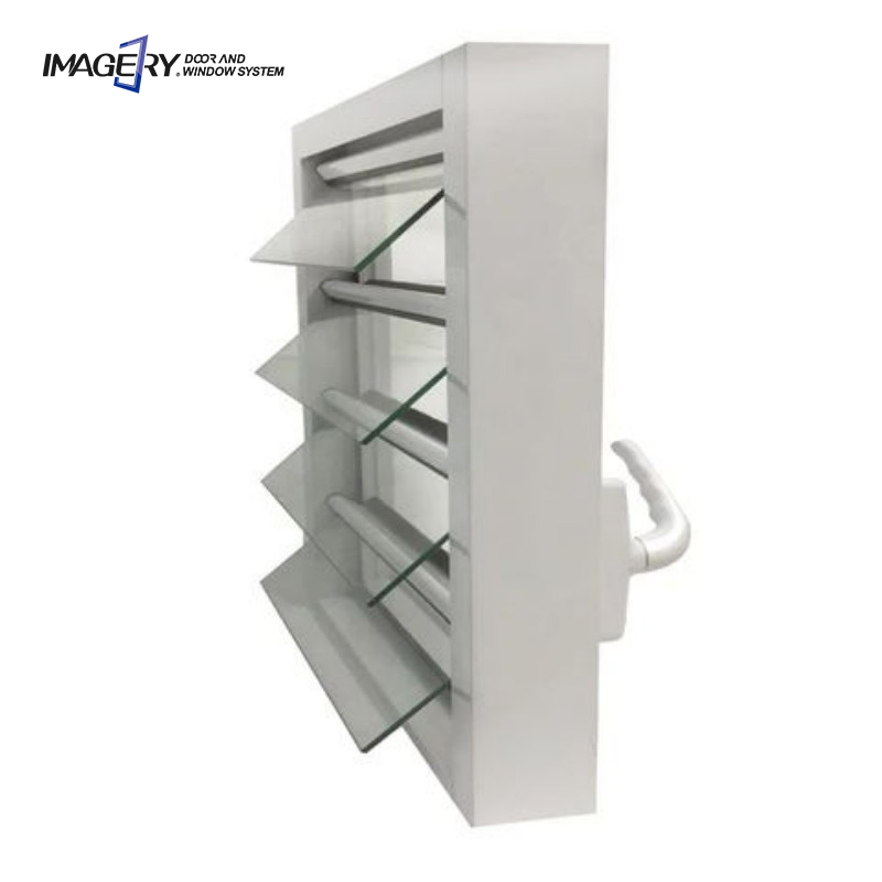 Modern Design Commercial System Aluminum Toughened Glass Louver Window Shutter