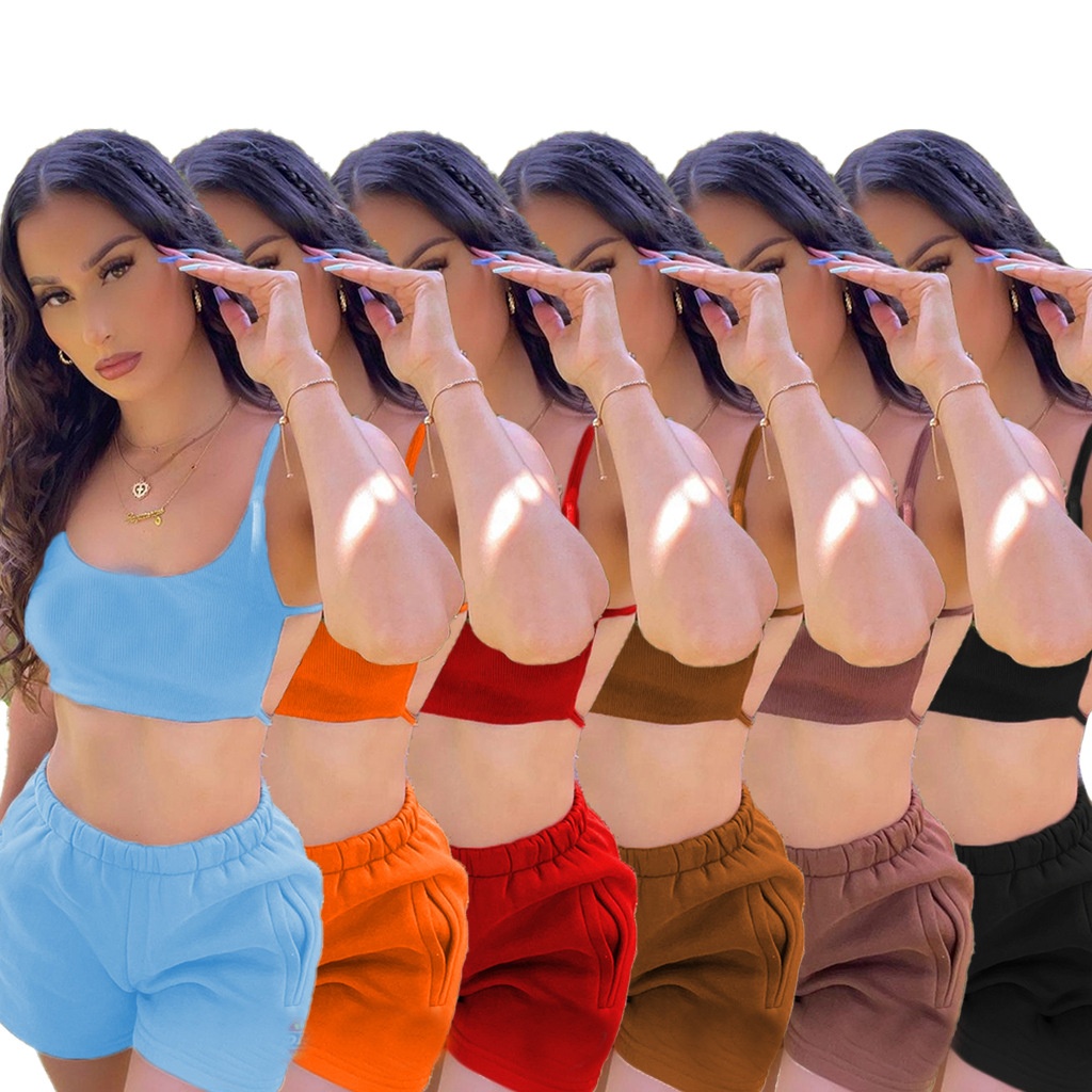 Комплект женский весна-лето топ и шорты байкерские с логотипом